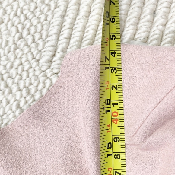 Windsor Pink Suede V Neck Dress w pockets on side - Picture 6 of 7